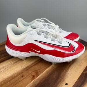 NIKE Alpha Huarache Elite 4 Low Metal Baseball Cleats Men's 10 Red FD2745-105